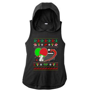 Table Tennis Ugly Christmas Ladies PosiCharge Tri-Blend Wicking Draft Hoodie Tank