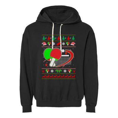Table Tennis Ugly Christmas Garment-Dyed Fleece Hoodie