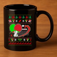 Table Tennis Ugly Christmas 11oz C Handle Ceramic Mug
