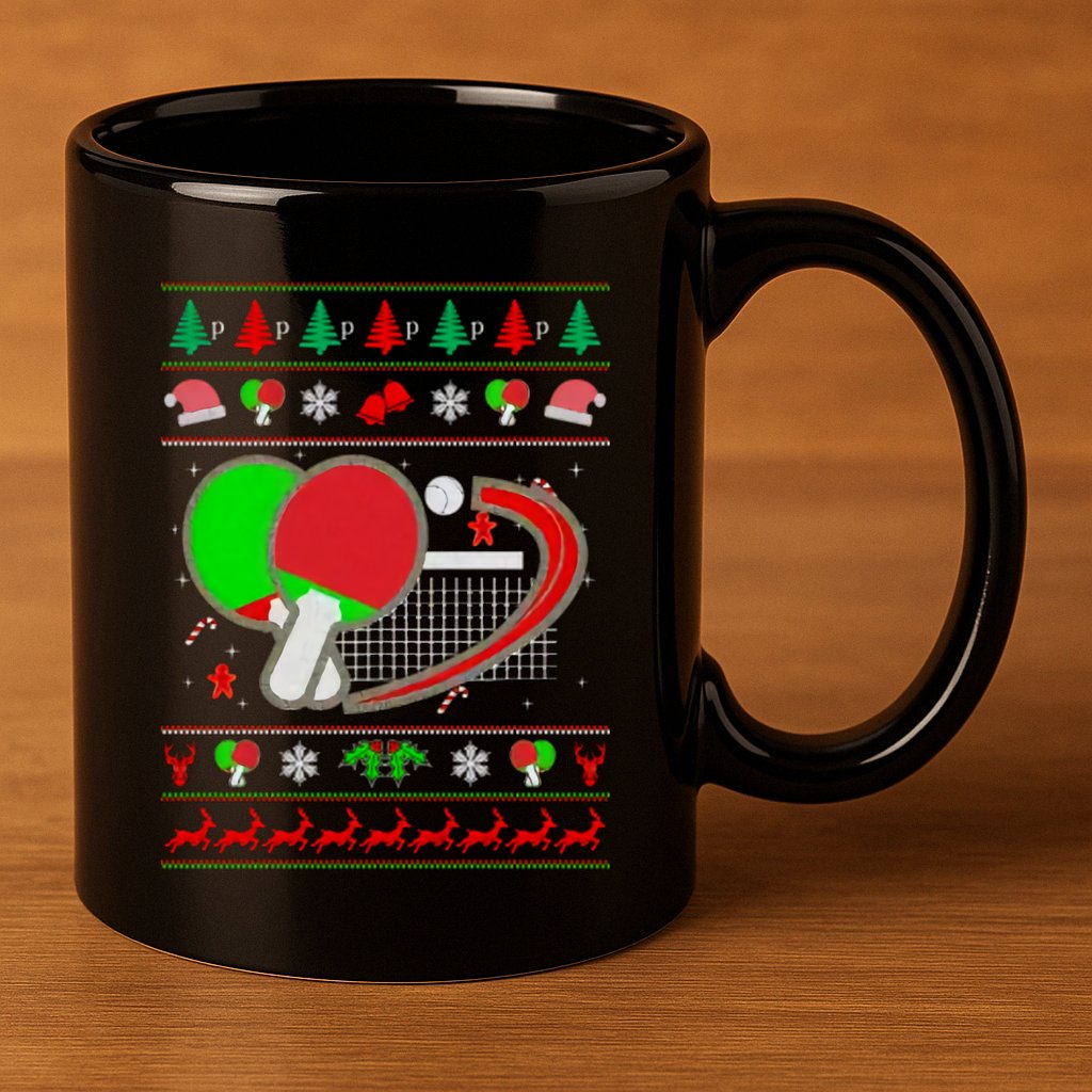 Table Tennis Ugly Christmas 11oz C Handle Ceramic Mug