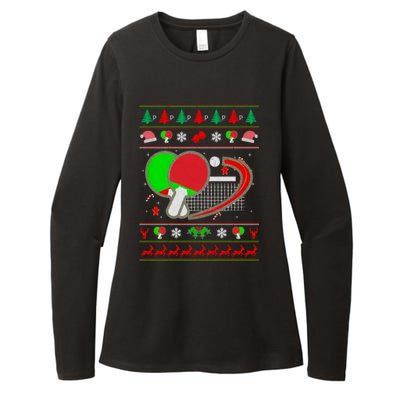 Table Tennis Ugly Christmas Womens CVC Long Sleeve Shirt