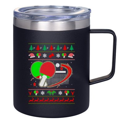 Table Tennis Ugly Christmas 12oz Stainless Steel Coffee Mug