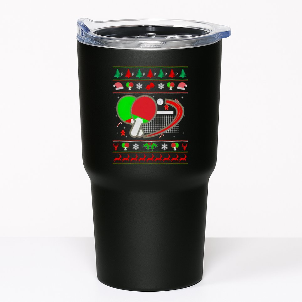 Table Tennis Ugly Christmas Tumbler