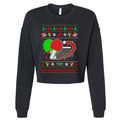 Table Tennis Ugly Christmas Cropped Pullover Crew