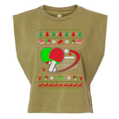 Table Tennis Ugly Christmas Garment-Dyed Women's Muscle Tee