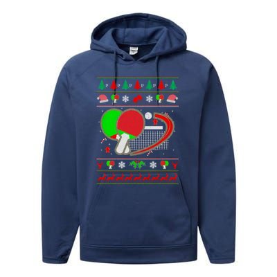 Table Tennis Ugly Christmas Performance Fleece Hoodie