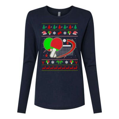 Table Tennis Ugly Christmas Womens Cotton Relaxed Long Sleeve T-Shirt