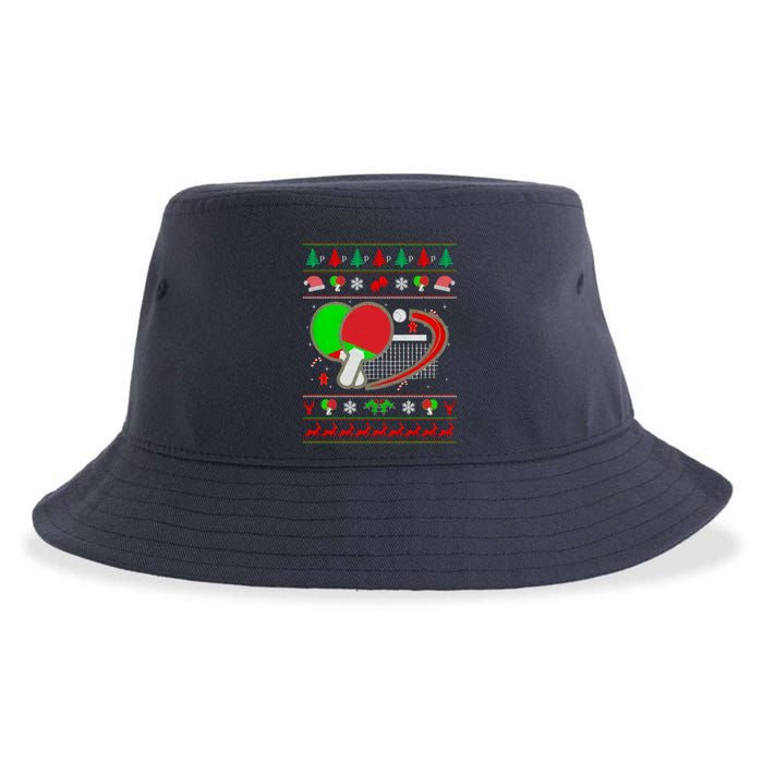 Table Tennis Ugly Christmas Sustainable Bucket Hat