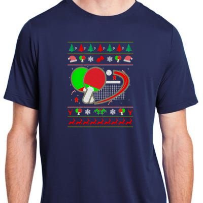 Table Tennis Ugly Christmas Adult ChromaSoft Performance T-Shirt