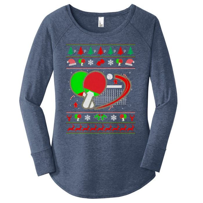 Table Tennis Ugly Christmas Women's Perfect Tri Tunic Long Sleeve Shirt