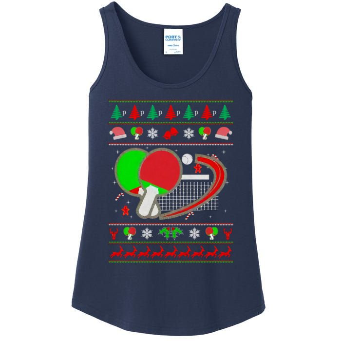 Table Tennis Ugly Christmas Ladies Essential Tank