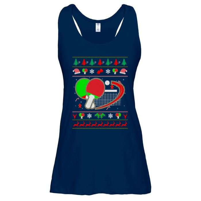 Table Tennis Ugly Christmas Ladies Essential Flowy Tank