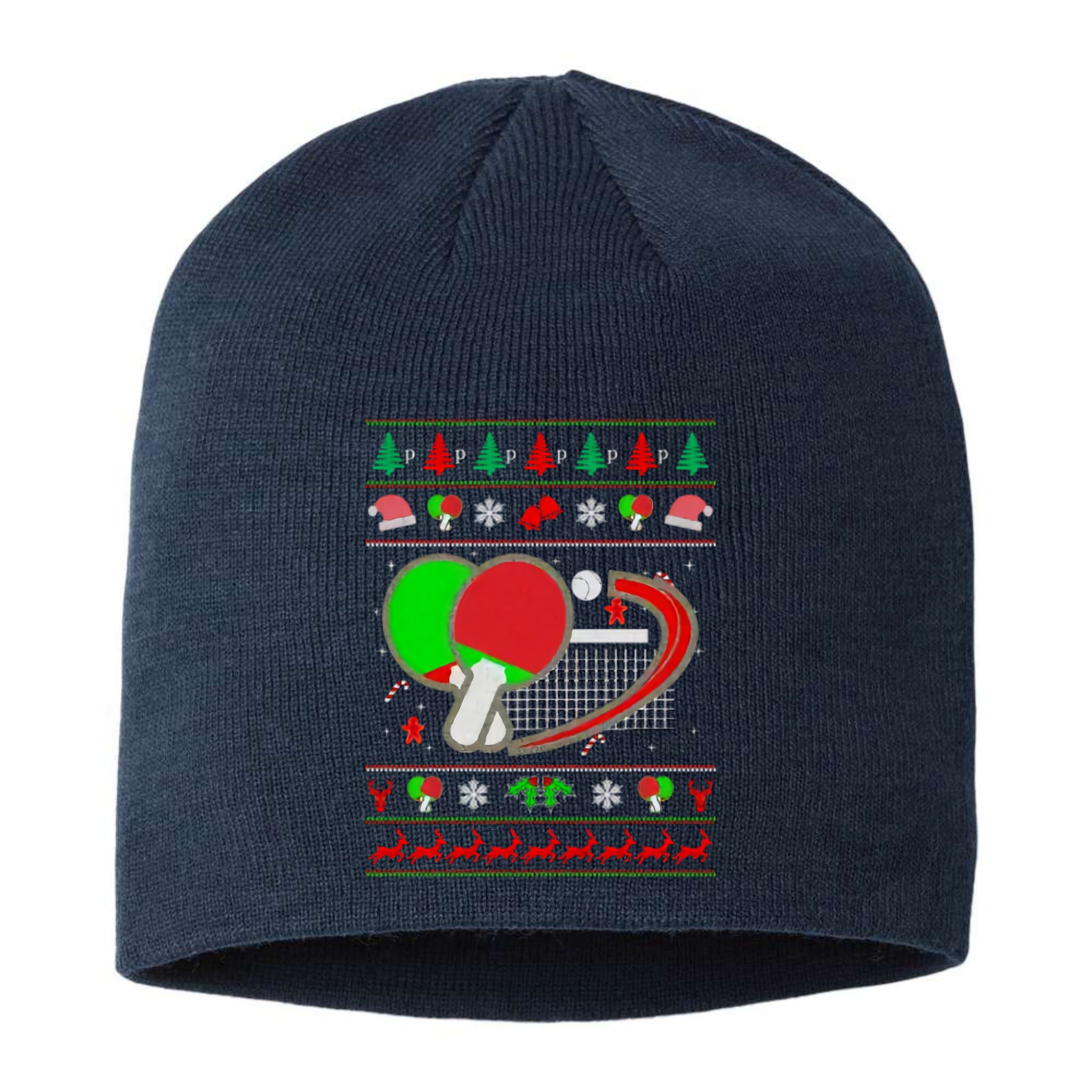 Table Tennis Ugly Christmas Sustainable Beanie
