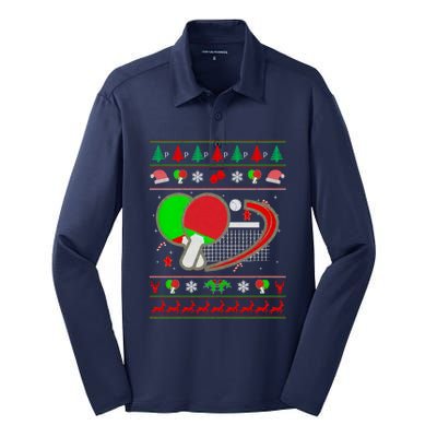 Table Tennis Ugly Christmas Silk Touch Performance Long Sleeve Polo