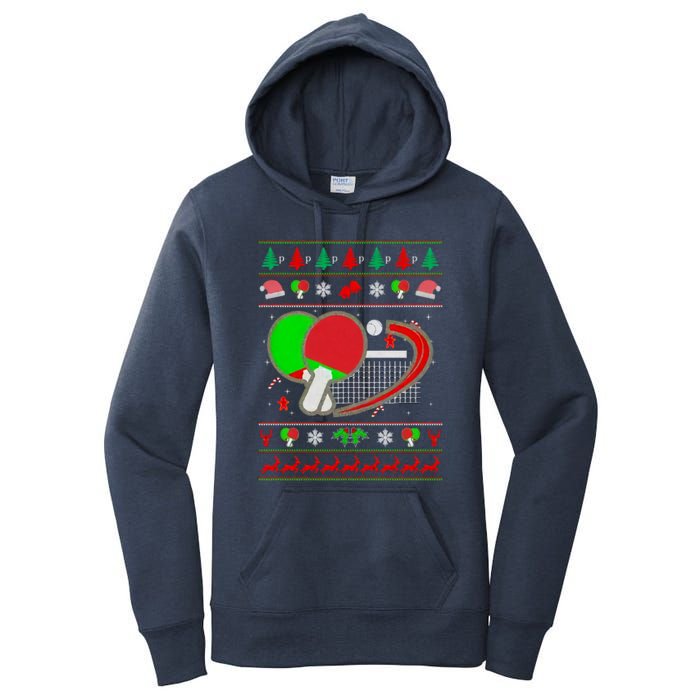 Table Tennis Ugly Christmas Women's Pullover Hoodie