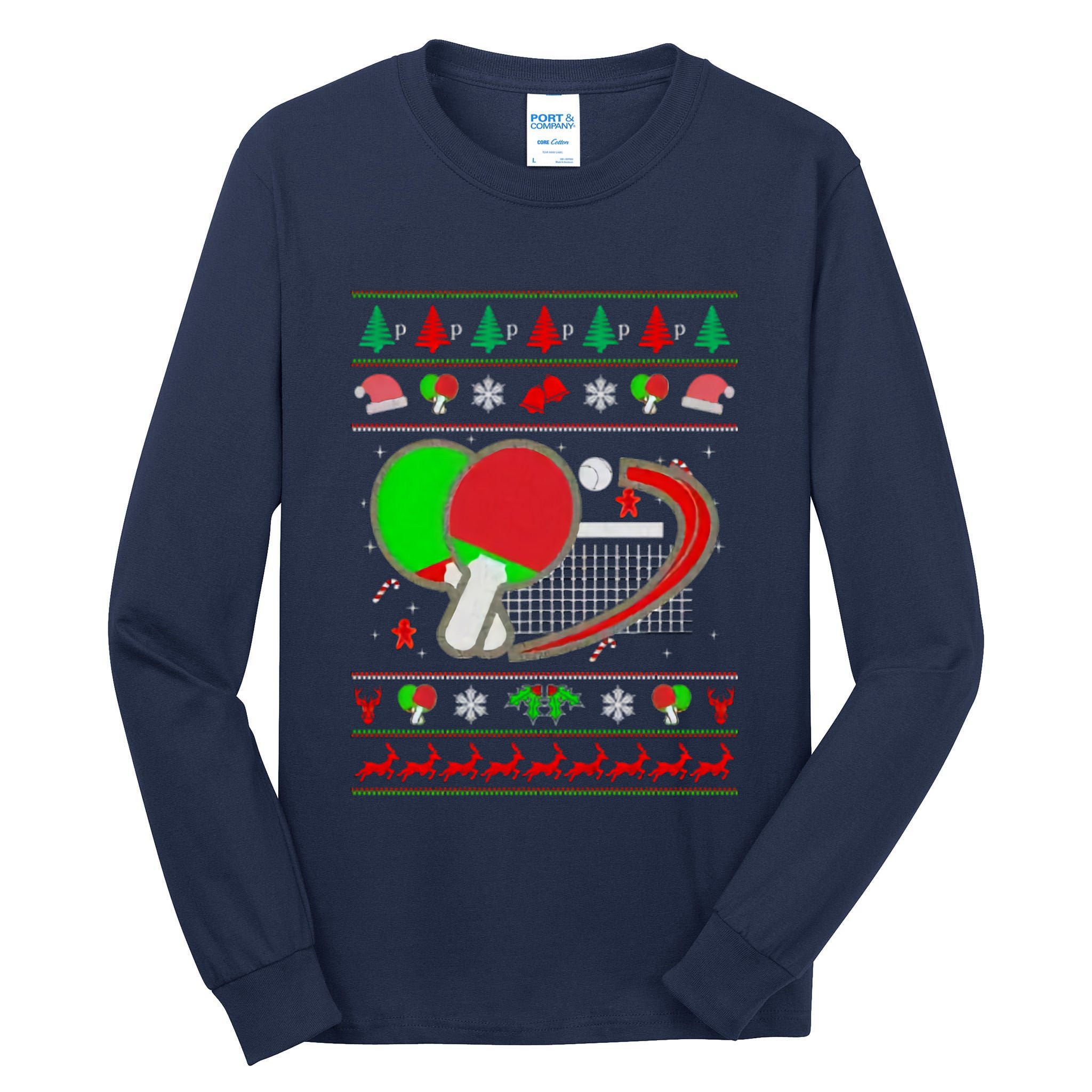 Table Tennis Ugly Christmas Tall Long Sleeve T-Shirt
