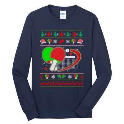 Table Tennis Ugly Christmas Tall Long Sleeve T-Shirt