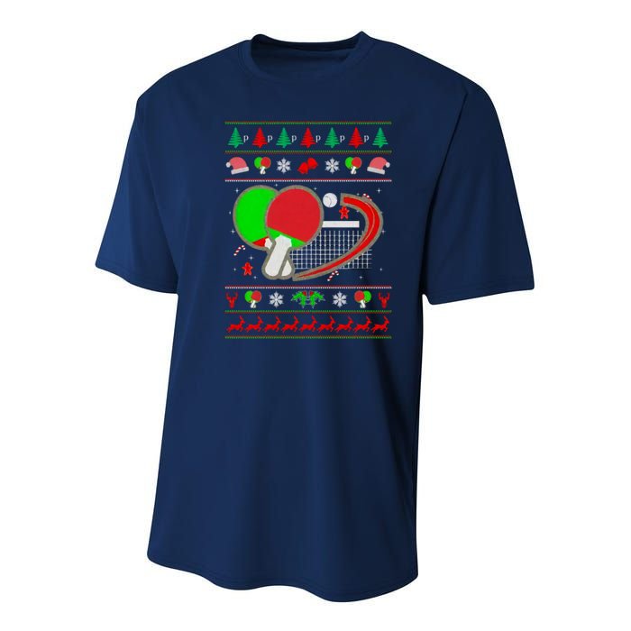 Table Tennis Ugly Christmas Youth Performance Sprint T-Shirt