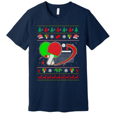 Table Tennis Ugly Christmas Premium T-Shirt