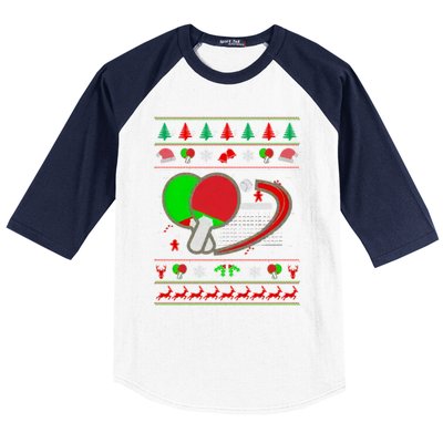 Table Tennis Ugly Christmas Baseball Sleeve Shirt