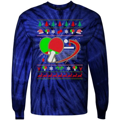 Table Tennis Ugly Christmas Tie-Dye Long Sleeve Shirt