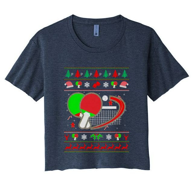 Table Tennis Ugly Christmas Crop Top