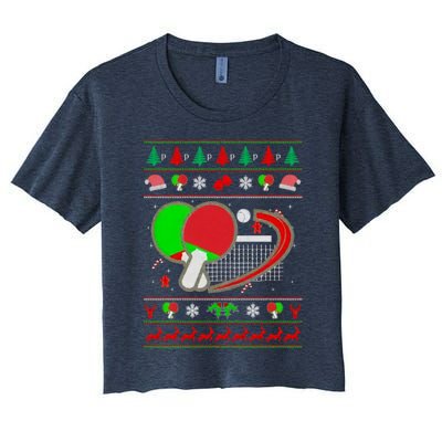 Table Tennis Ugly Christmas Women's Crop Top Tee