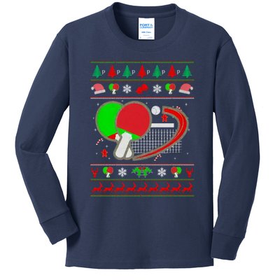 Table Tennis Ugly Christmas Kids Long Sleeve Shirt