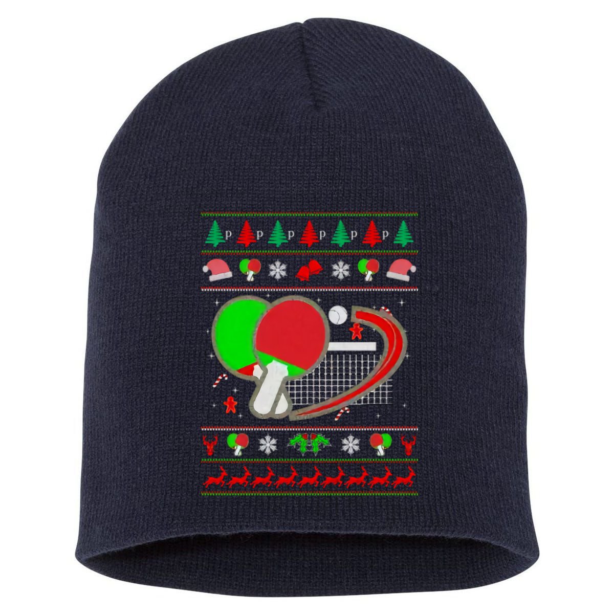 Table Tennis Ugly Christmas Short Acrylic Beanie