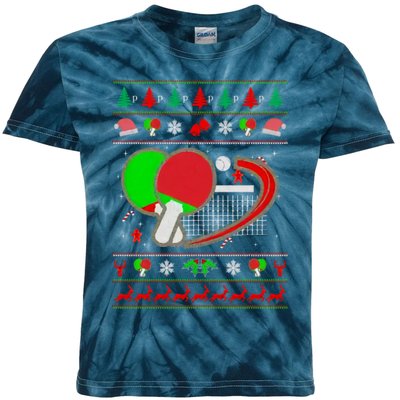 Table Tennis Ugly Christmas Kids Tie-Dye T-Shirt