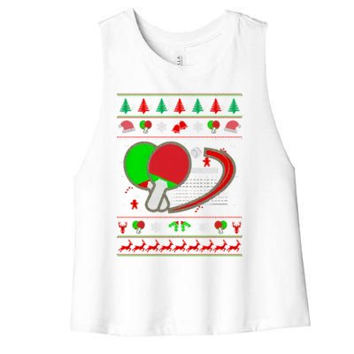 Table Tennis Ugly Christmas Women's Racerback Cropped Tank