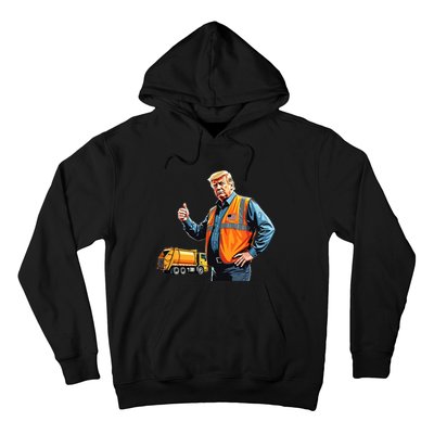 Trump Thumbs Up Garbage Truck Worker American Flag Vest Hoodie