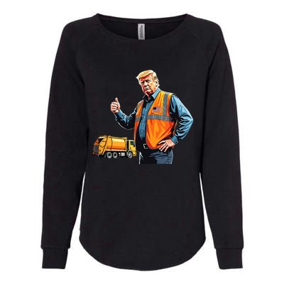 Trump Thumbs Up Garbage Truck Worker American Flag Vest Womens California Wash Sweatshirt