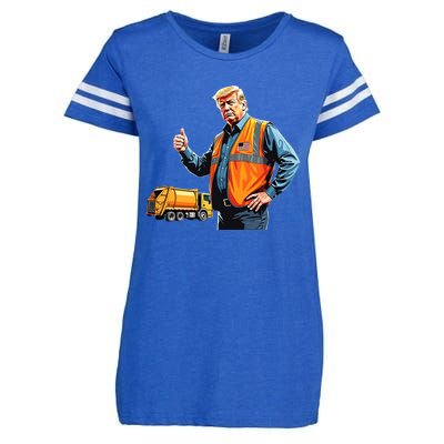 Trump Thumbs Up Garbage Truck Worker American Flag Vest Enza Ladies Jersey Football T-Shirt