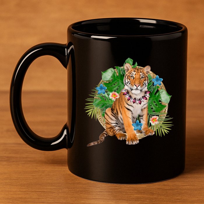 Tropical Tiger Vacation 11oz C Handle Ceramic Mug