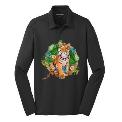 Tropical Tiger Vacation Silk Touch Performance Long Sleeve Polo