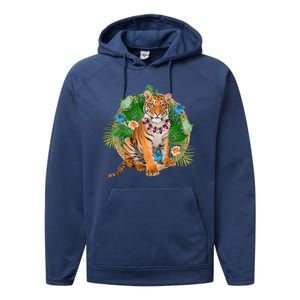 Tropical Tiger Vacation Performance Fleece Hoodie