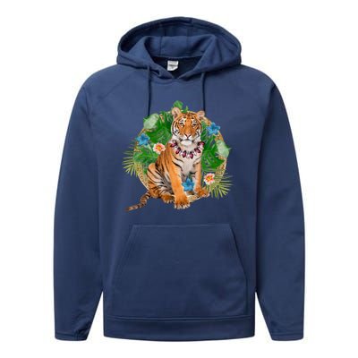 Tropical Tiger Vacation Performance Fleece Hoodie