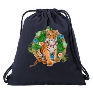 Tropical Tiger Vacation Drawstring Bag