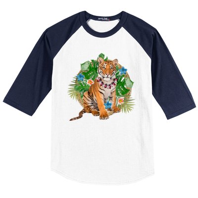 Tropical Tiger Vacation Baseball Sleeve Shirt