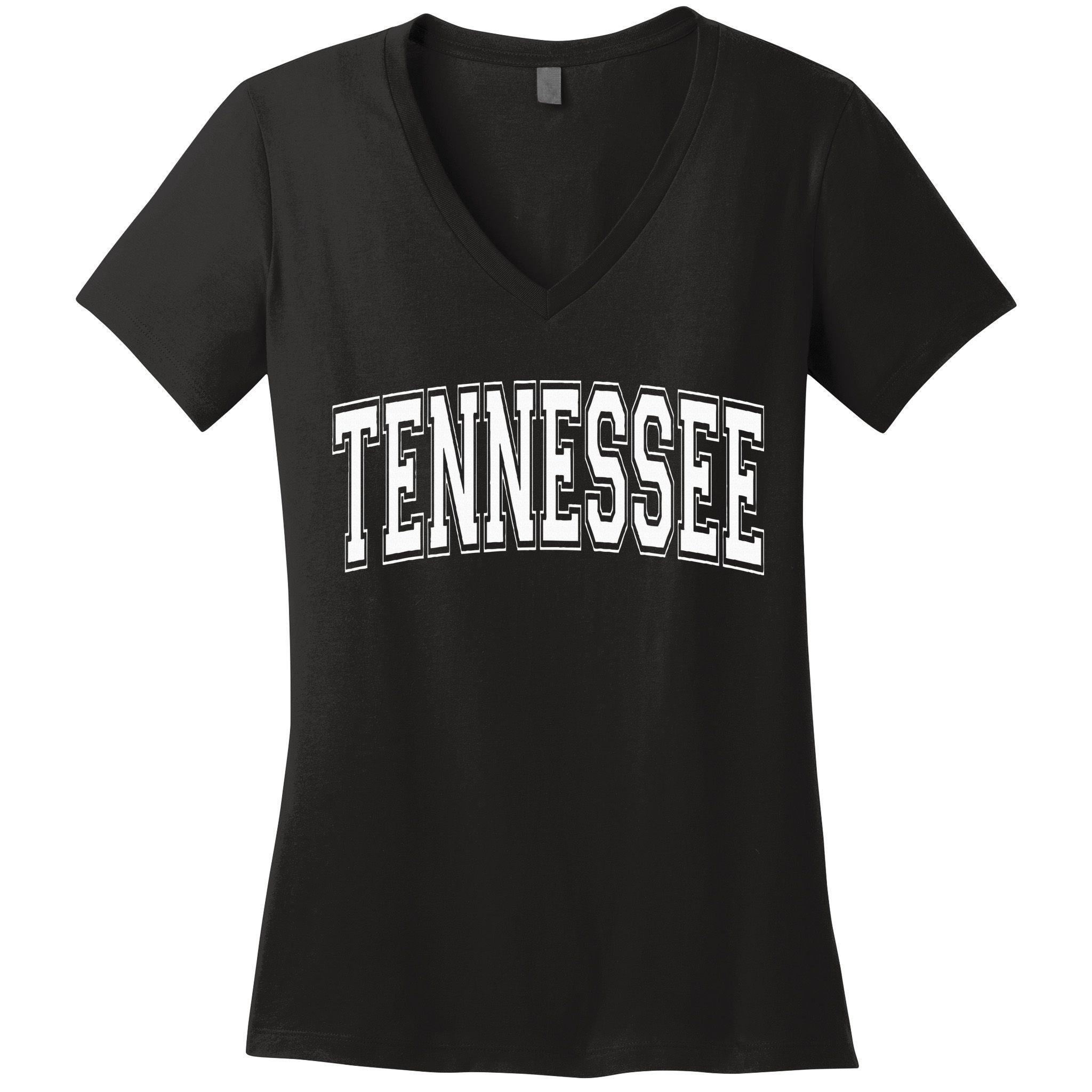 Tennessee TN Vintage Style White Text Women's V-Neck T-Shirt