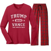 Team Trump Vance 2024 Take America Back Vintage Women's Long Sleeve Flannel Pajama Set 