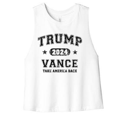 Team Trump Vance 2024 Take America Back Vintage Women's Racerback Cropped Tank