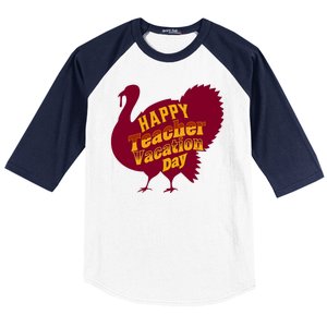 Thanksgiving Teacher Vacation Day Holiday Celebration Gift Baseball Sleeve Shirt