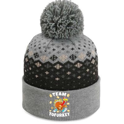 Team Tofurkey Vegan Tofu Thanksgiving The Baniff Cuffed Pom Beanie