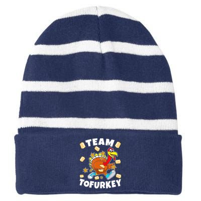 Team Tofurkey Vegan Tofu Thanksgiving Striped Beanie with Solid Band