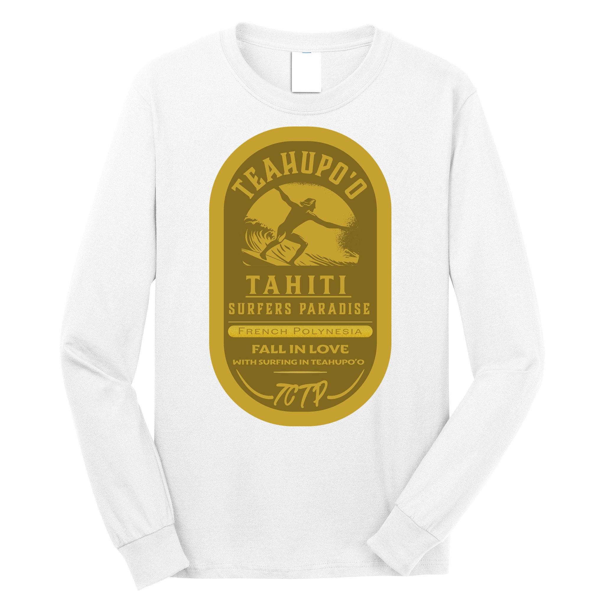 Teahupoo Tahiti Vintage Surf Label Long Sleeve Shirt