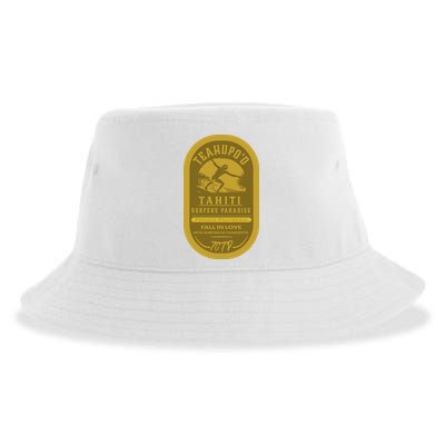 Teahupoo Tahiti Vintage Surf Label Sustainable Bucket Hat