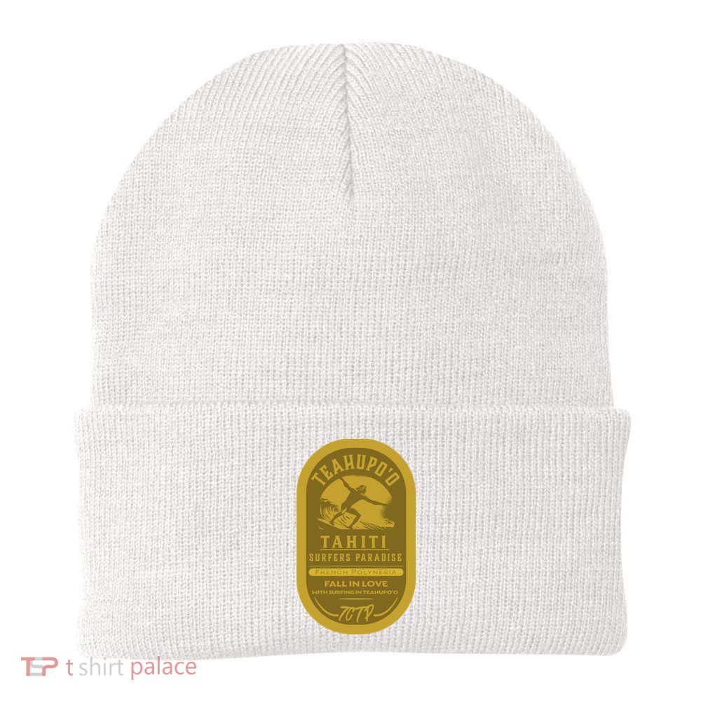 Teahupoo Tahiti Vintage Surf Label Beanie