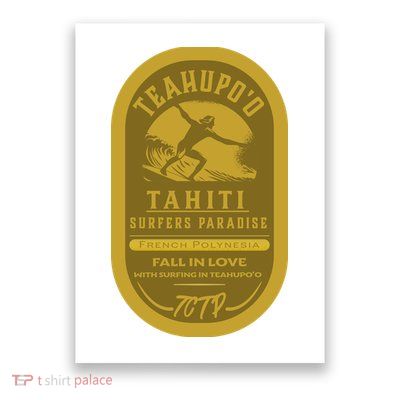 Teahupoo Tahiti Vintage Surf Label Poster